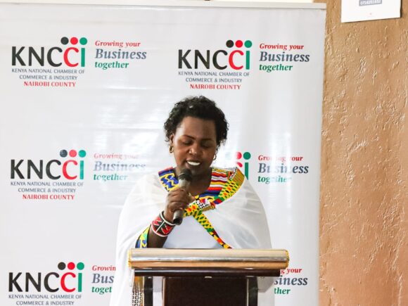 Dr Teresia speaking at a stakeholders conference organised by the Kenya National Chamber of Commerce and Industries